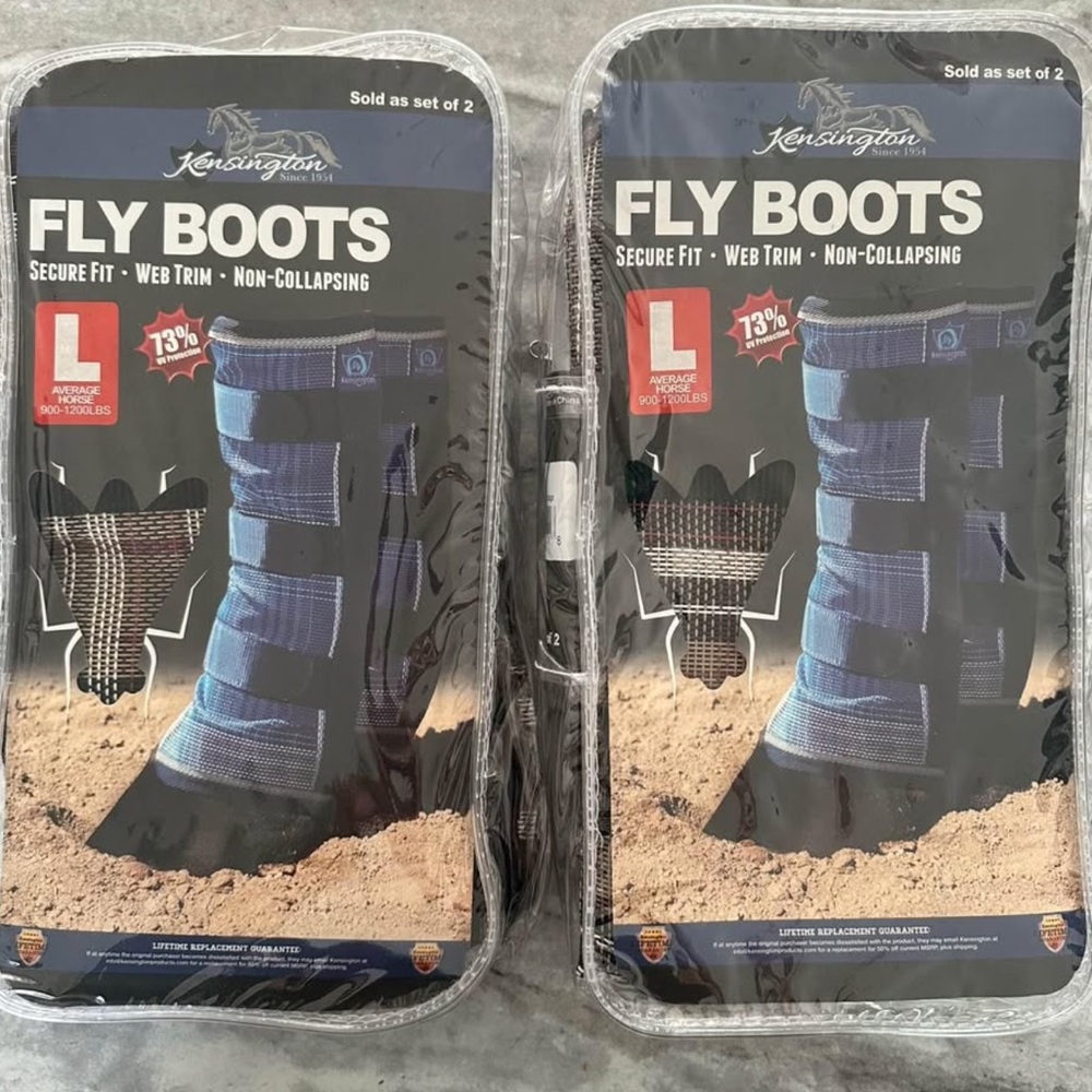 Kensington Large Brown Horse Pony Fly Boots UV Protection ( 4 boots) NEW